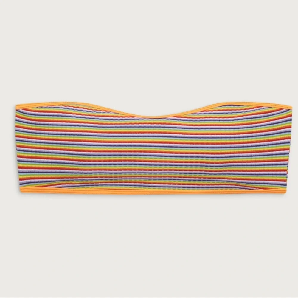 New Frankie’s Bikinis Women’s Rosabella Striped Bandeau Bikini Top Large